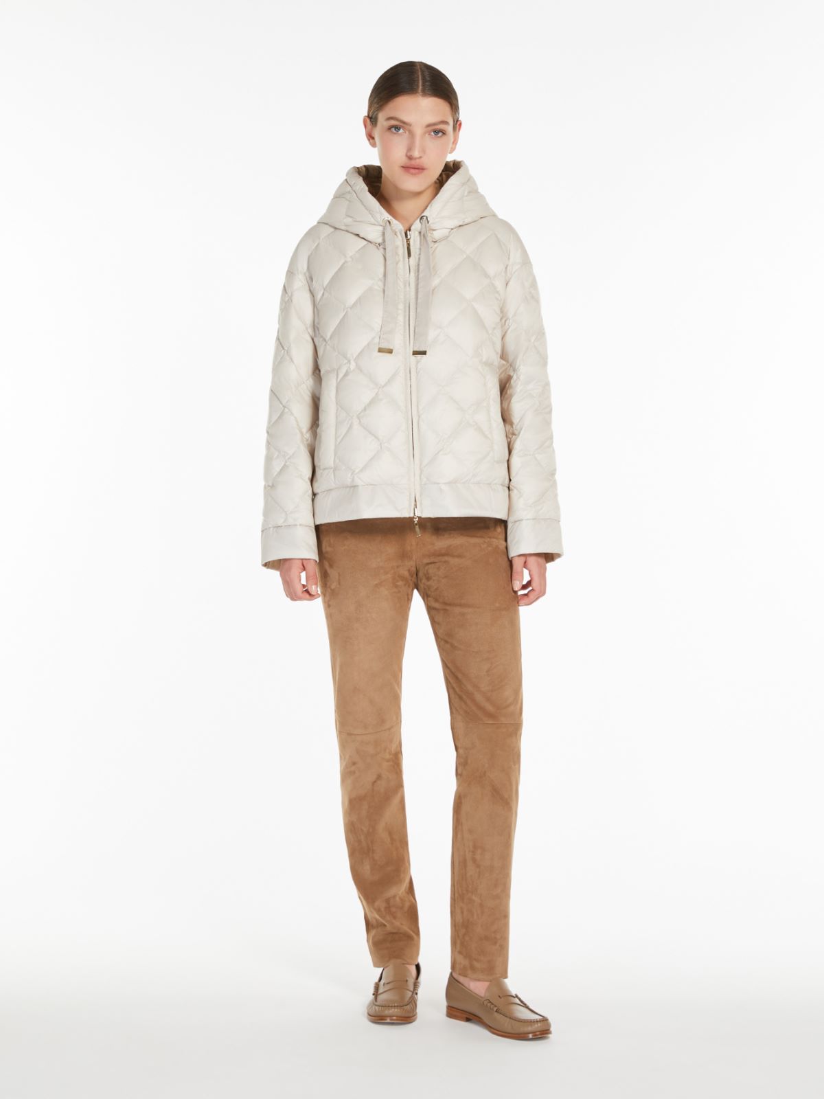 THE CUBE Short, reversible down jacket in water-repellent canvas