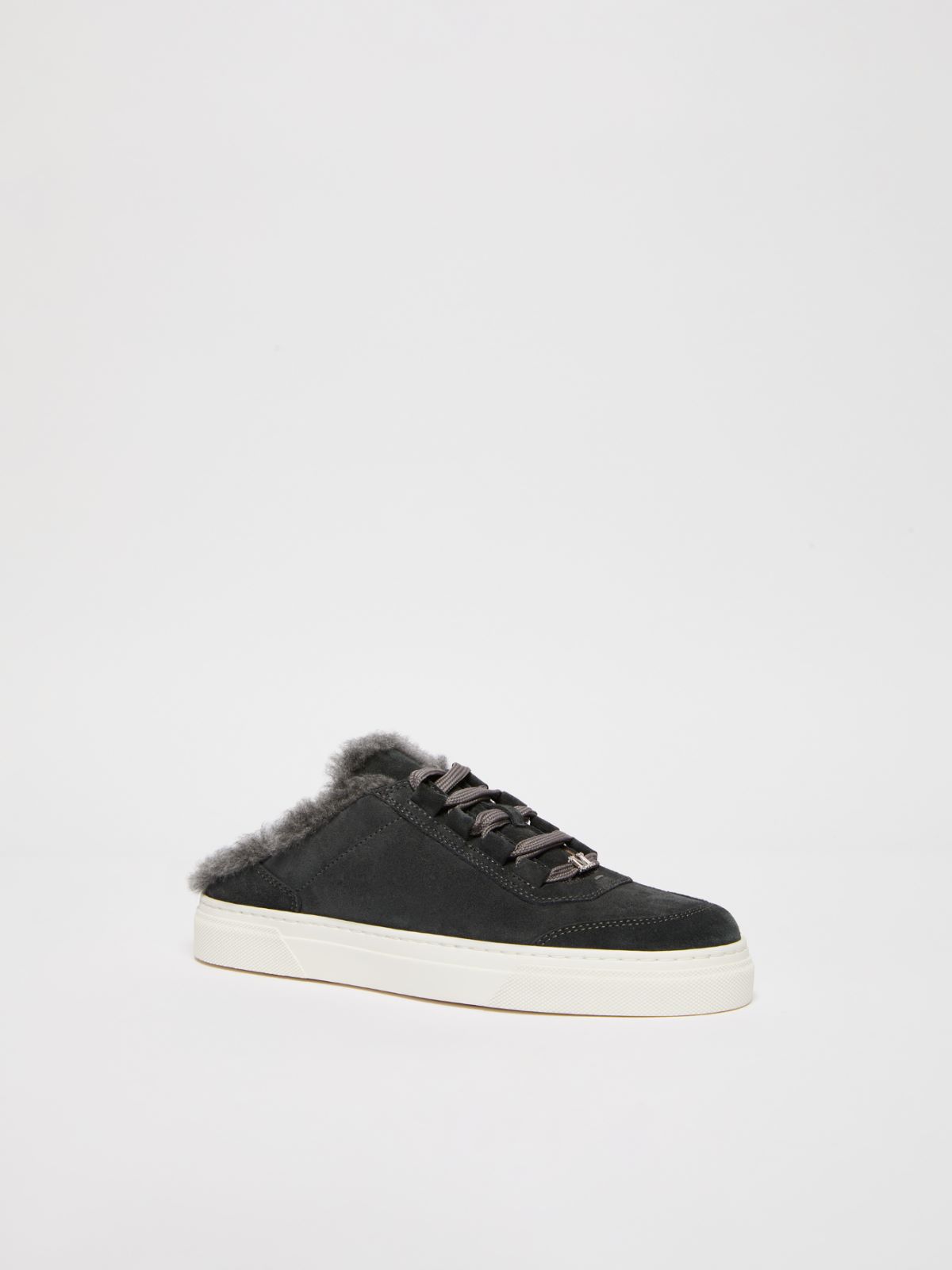 MAXMARA ACCESSORI Slide sneakers in suede and wool and alpaca Teddy fabric