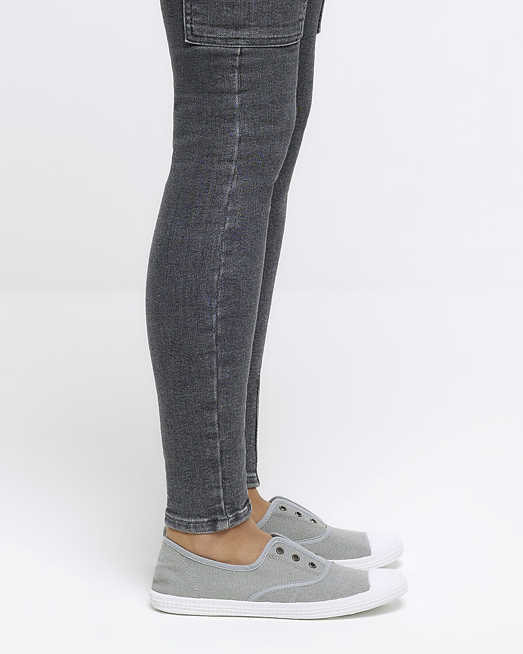 Grey canvas slip on trainers