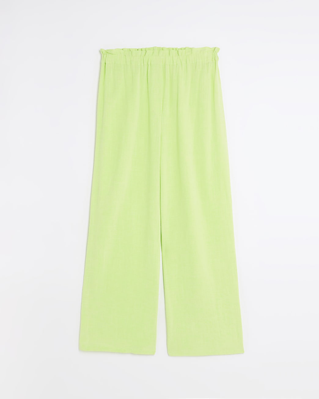 Lime green wide leg trousers with linen