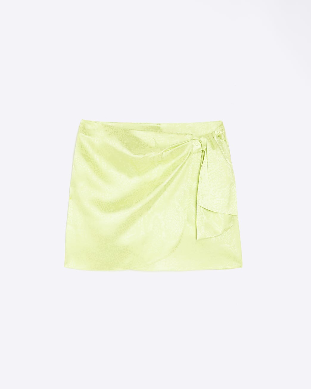 Yellow jacquard wrap tie mini skirt