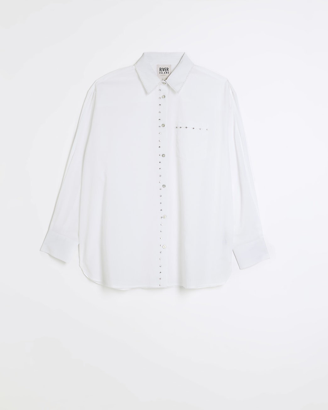 White embellished long sleeve shirt