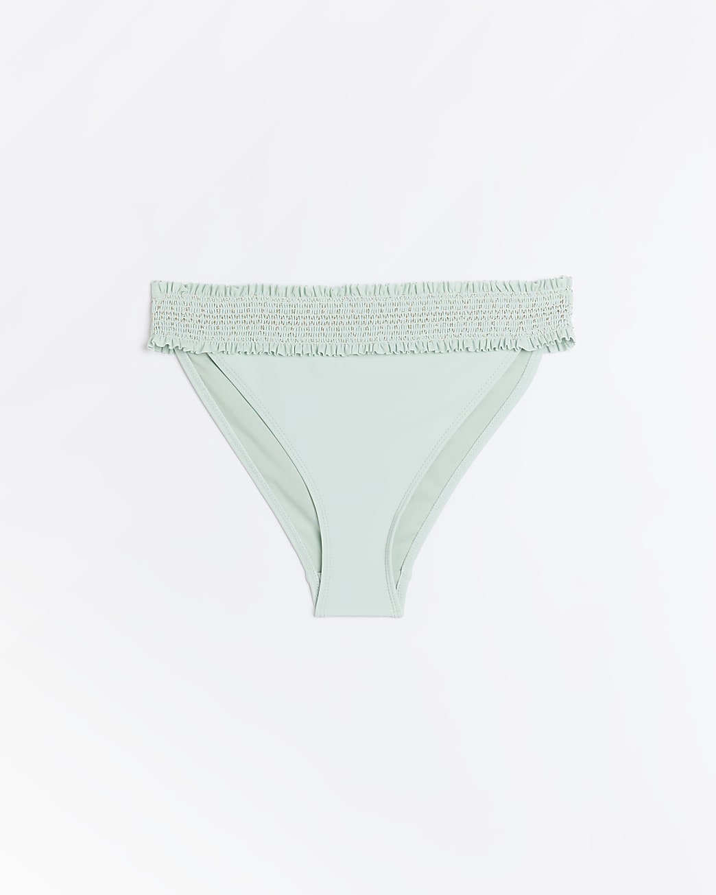 Green shirred waist bikini bottoms