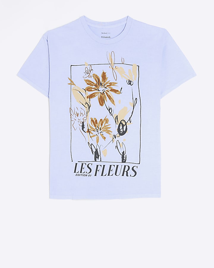 Purple floral graphic t-shirt