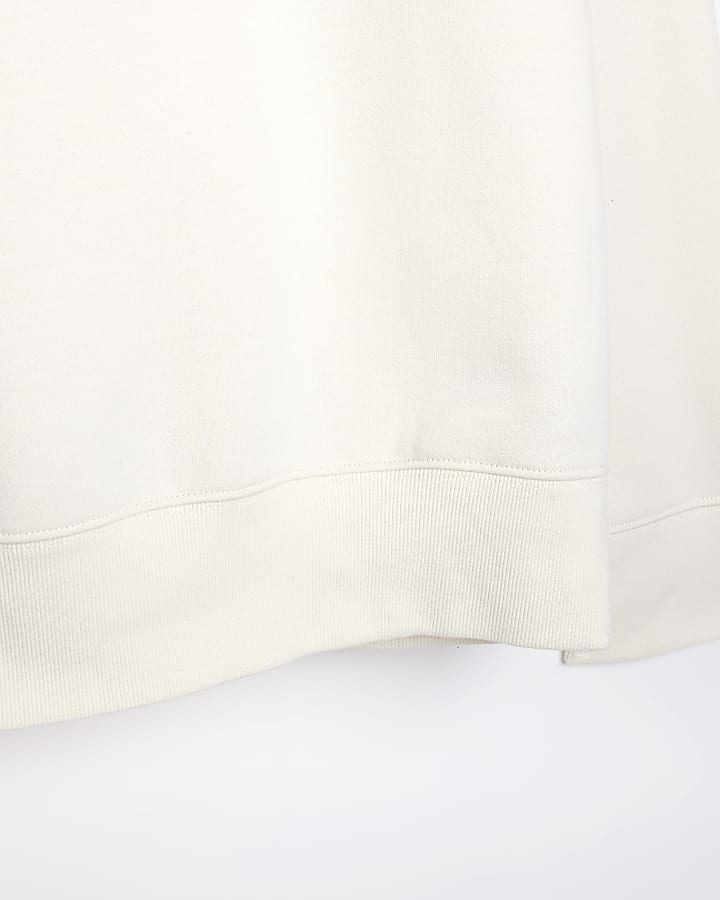 Ecru regular fit plain sweatshirt