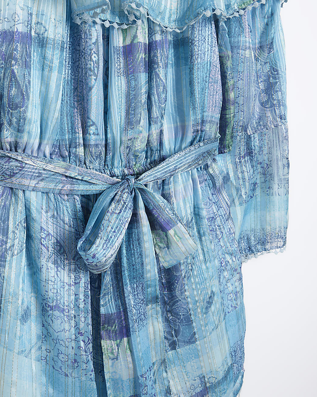 Plus blue printed off shoulder playsuit