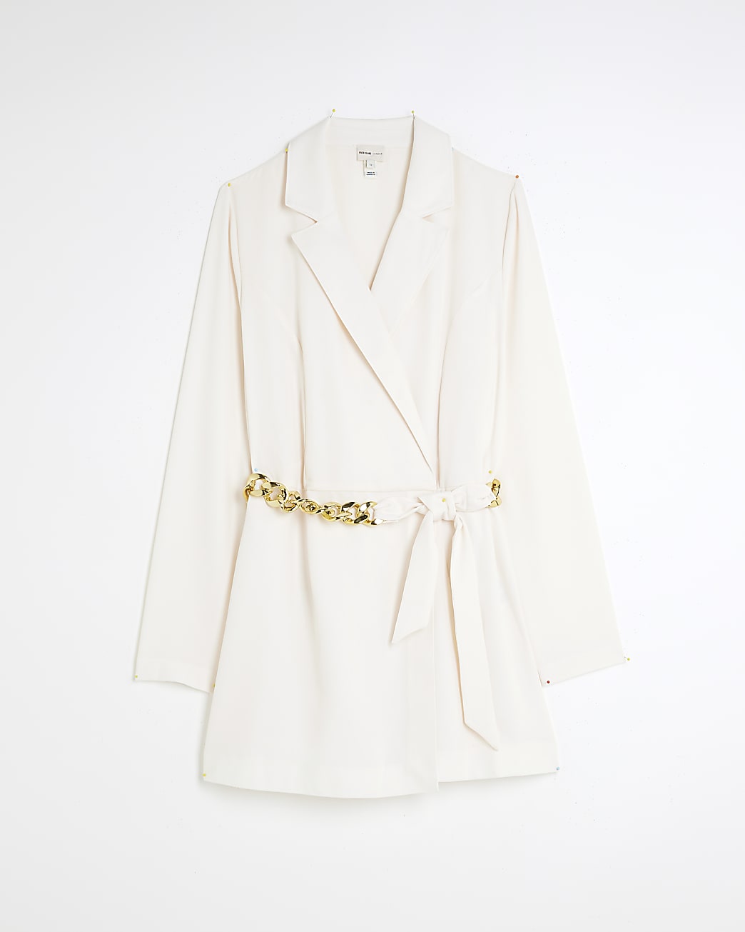 White chain belt blazer playsuit