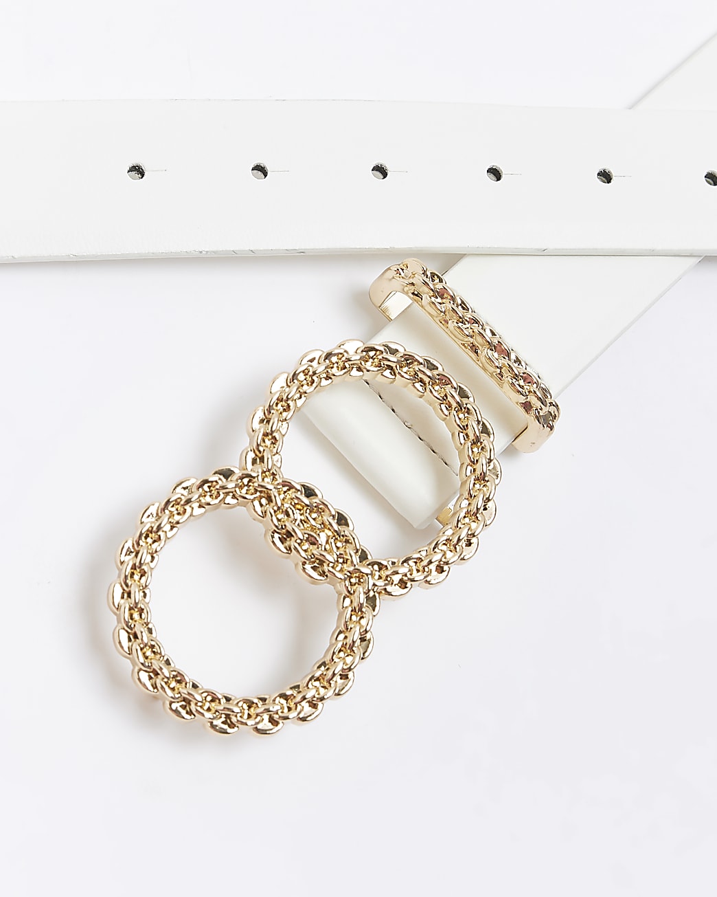 White double buckle belt