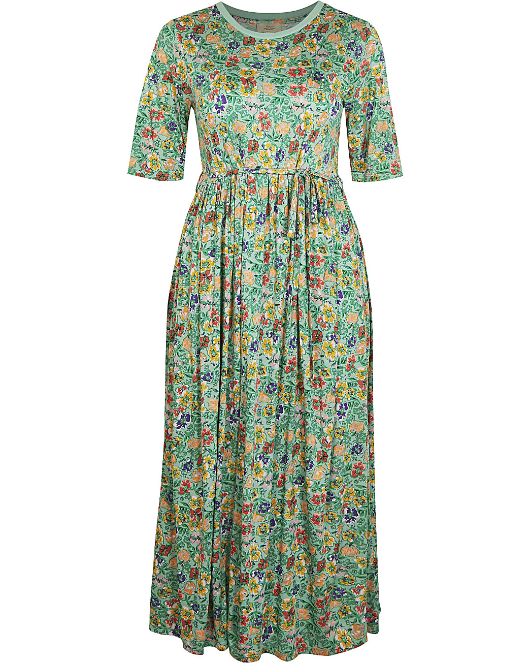 Green floral maternity midi dress
