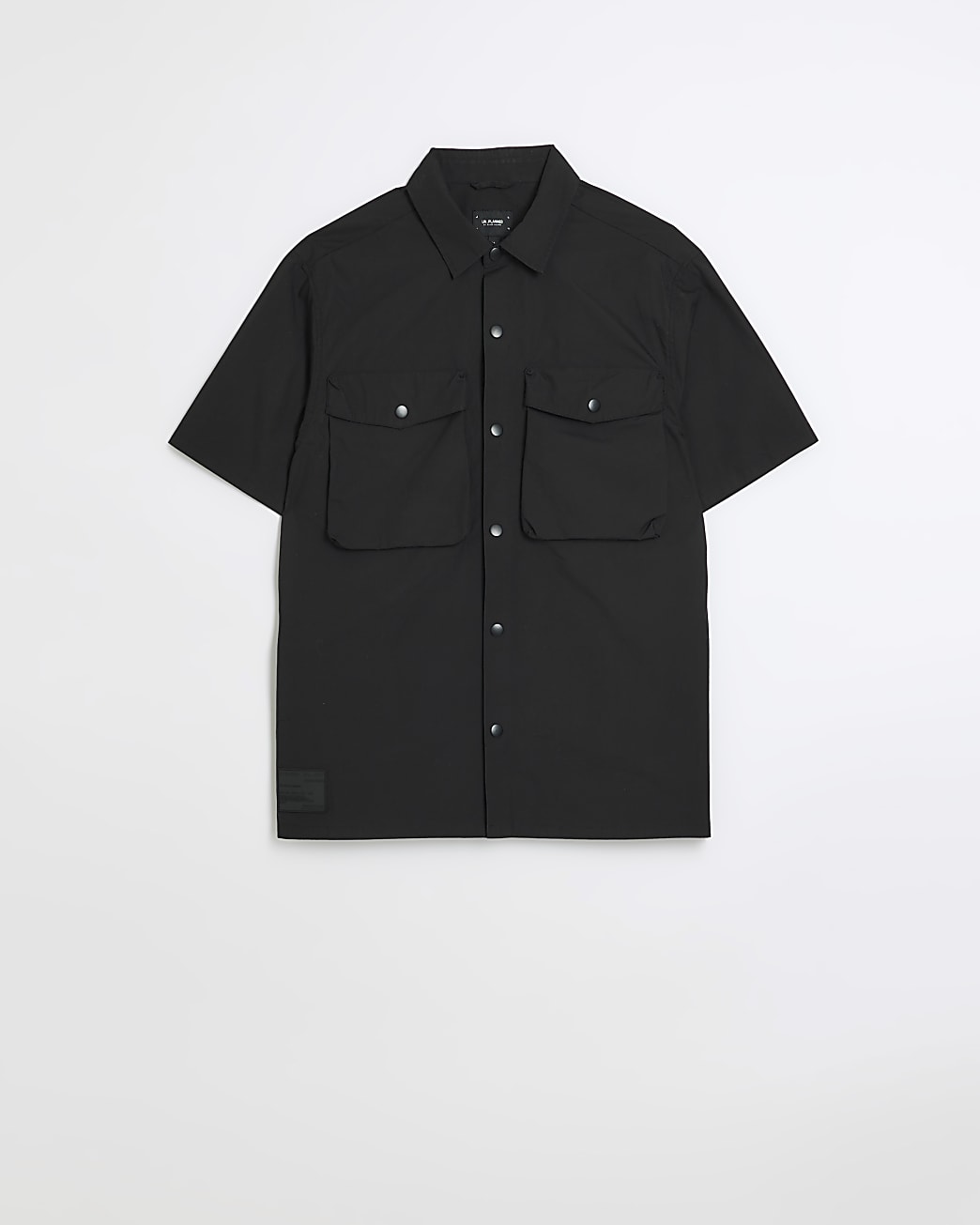 Black regular fit short sleeve utility shirt