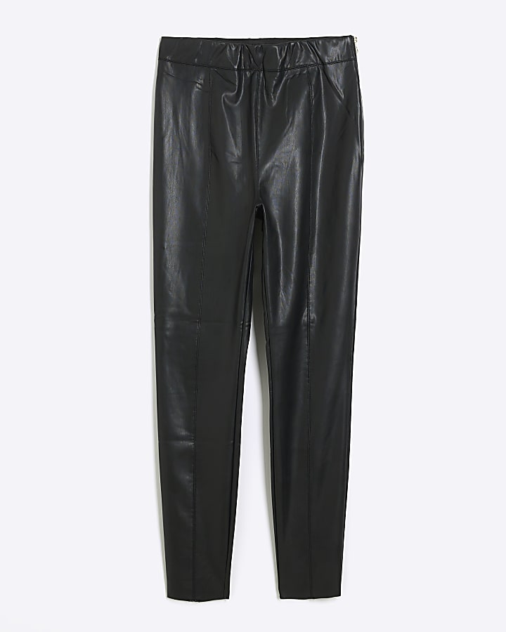 Black faux leather skinny trousers