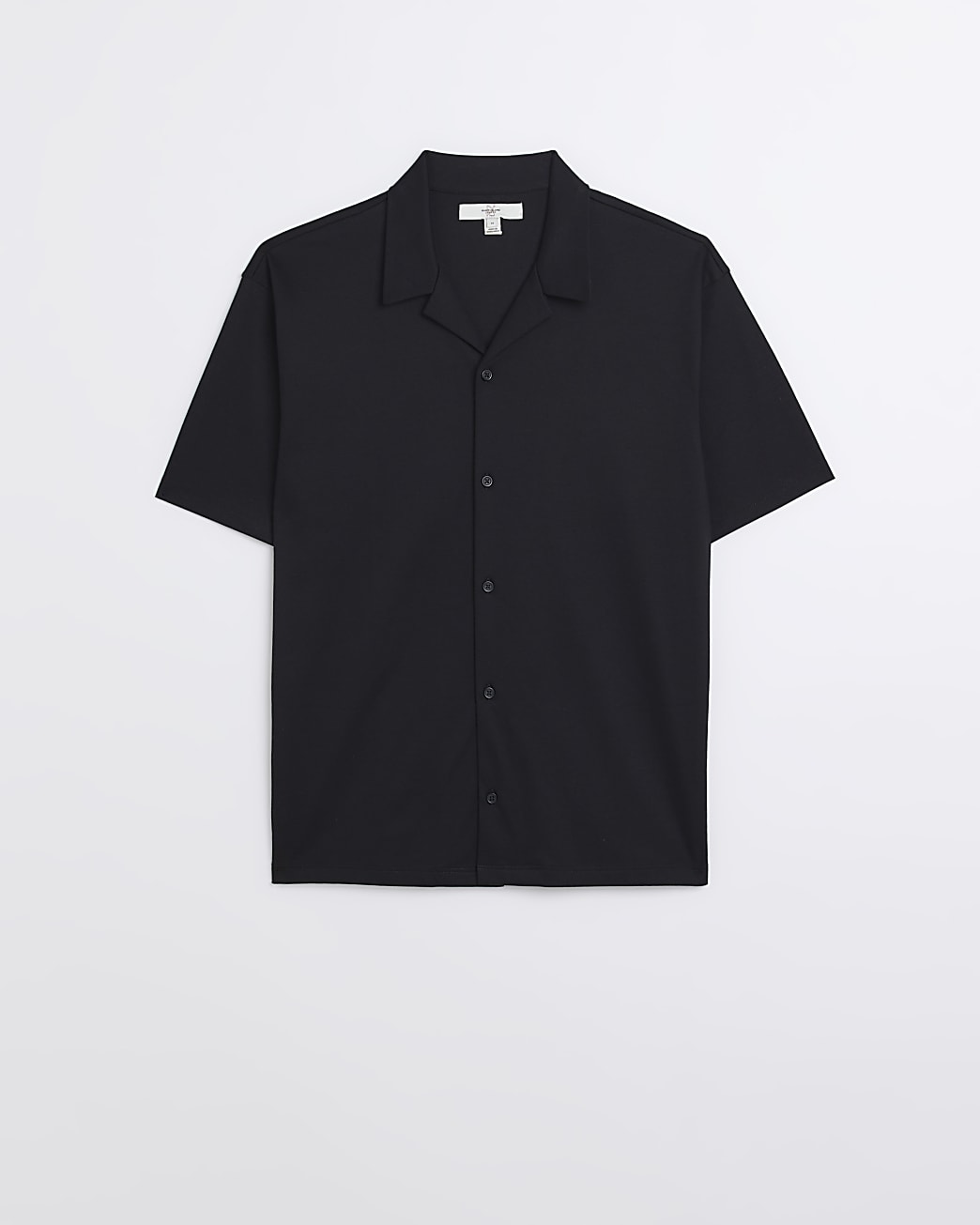 Black regular fit jersey revere shirt