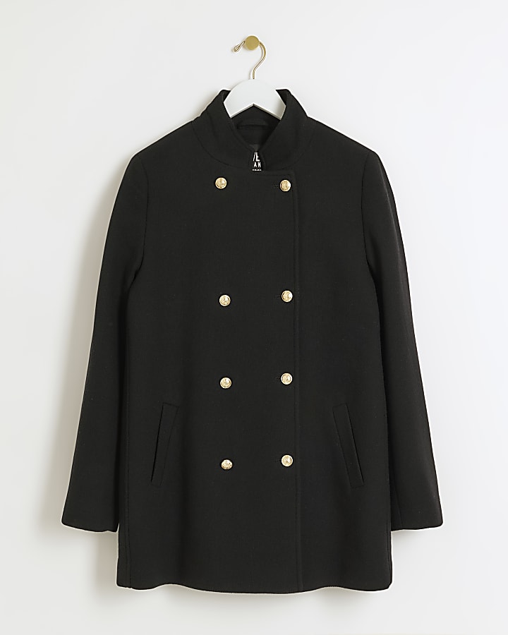 Black button up military coat
