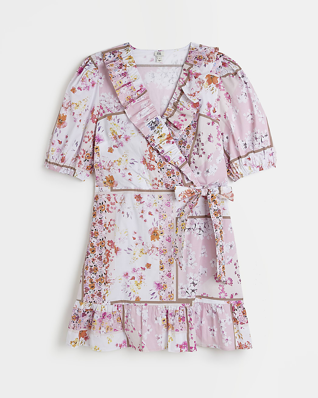 White floral wrap mini dress