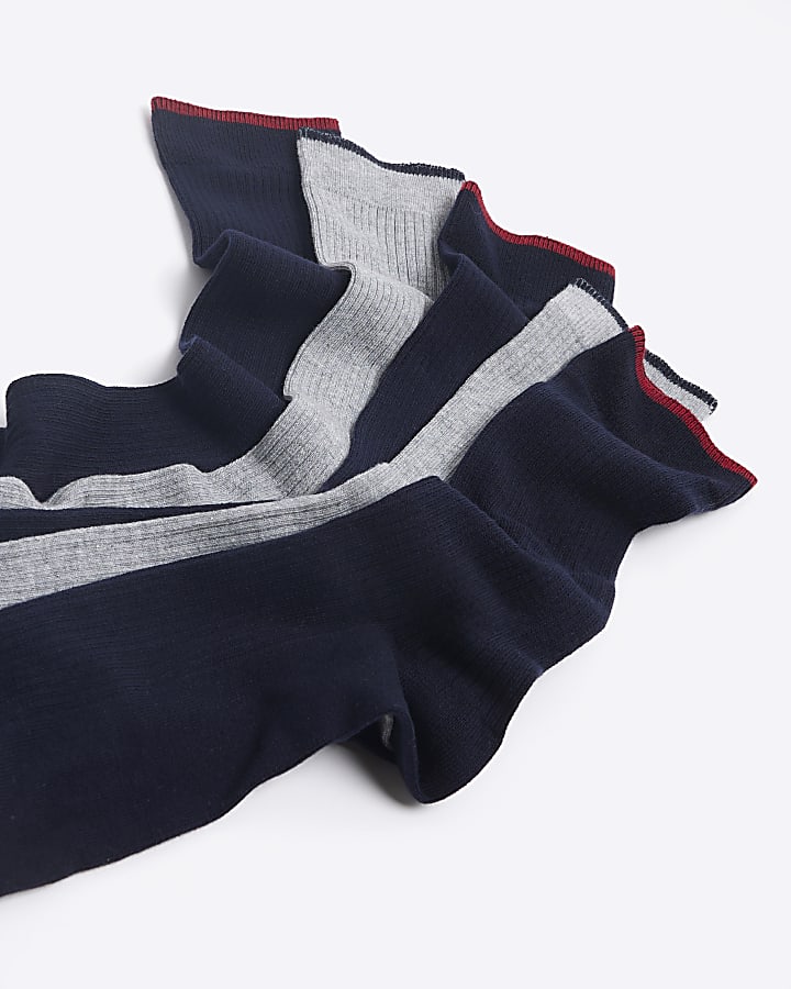 Grey rib ankle socks multipack
