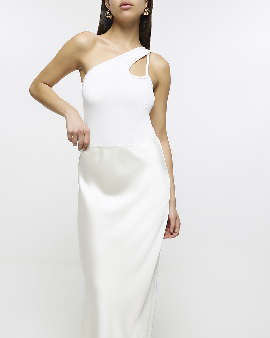Cream satin maxi skirt
