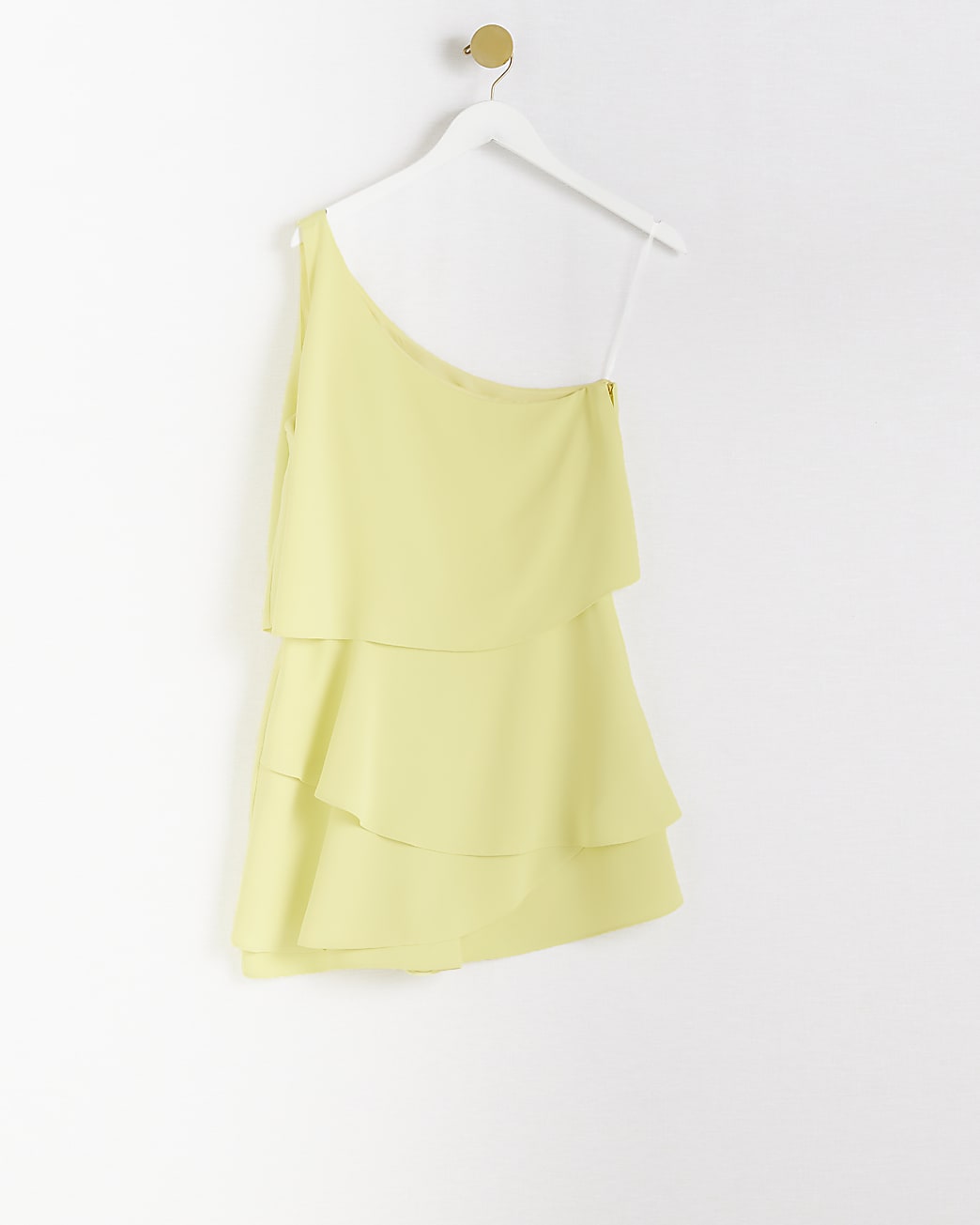 Lime one shoulder layered playsuit