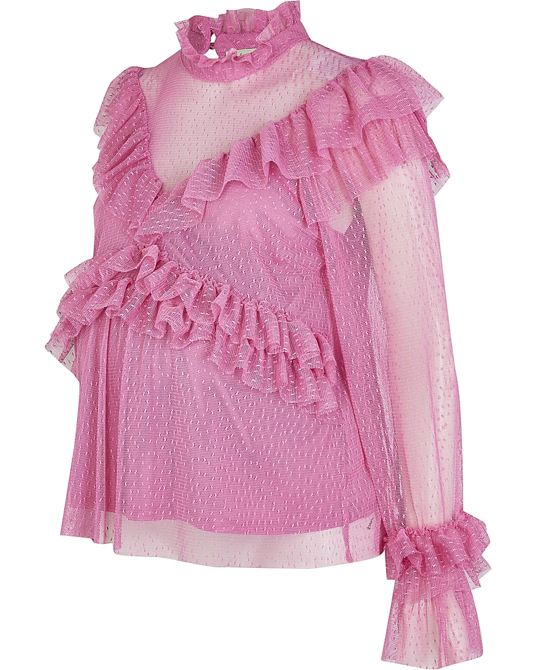 Pink ruffled maternity top