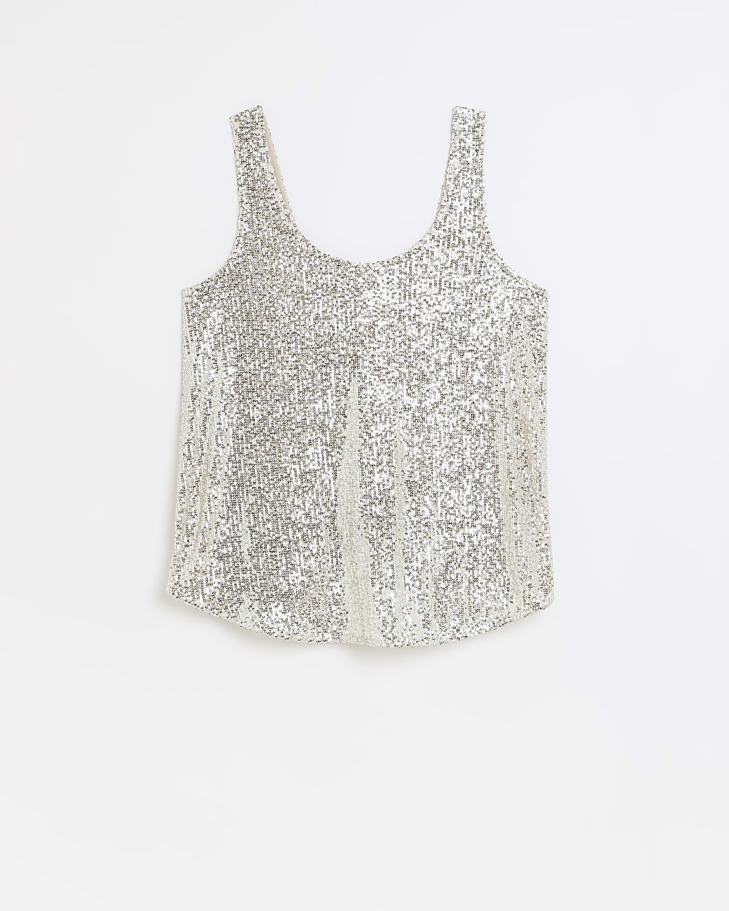Gold scoop sequin tank top
