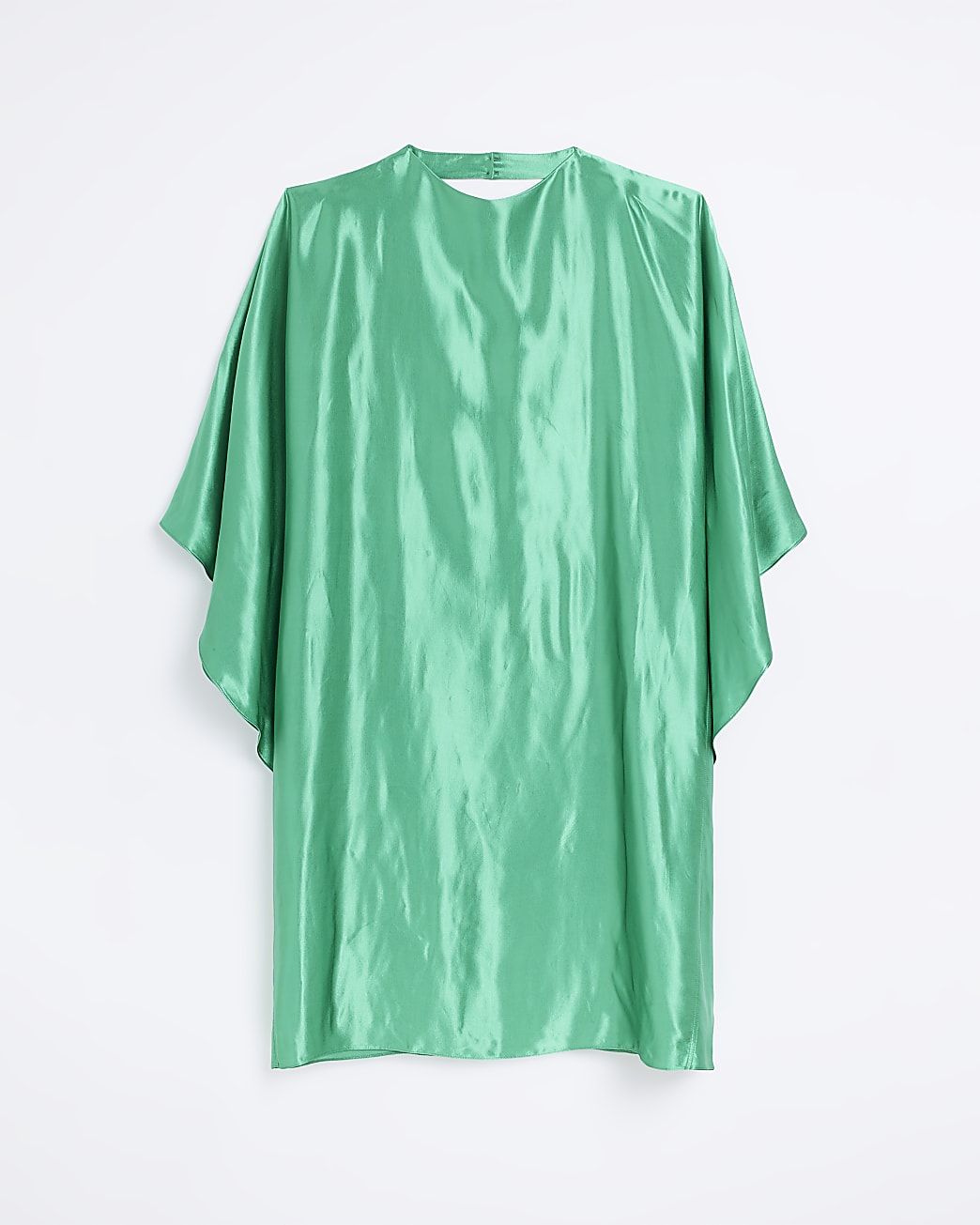 Plus Green Satin Batwing Smock Midi dress