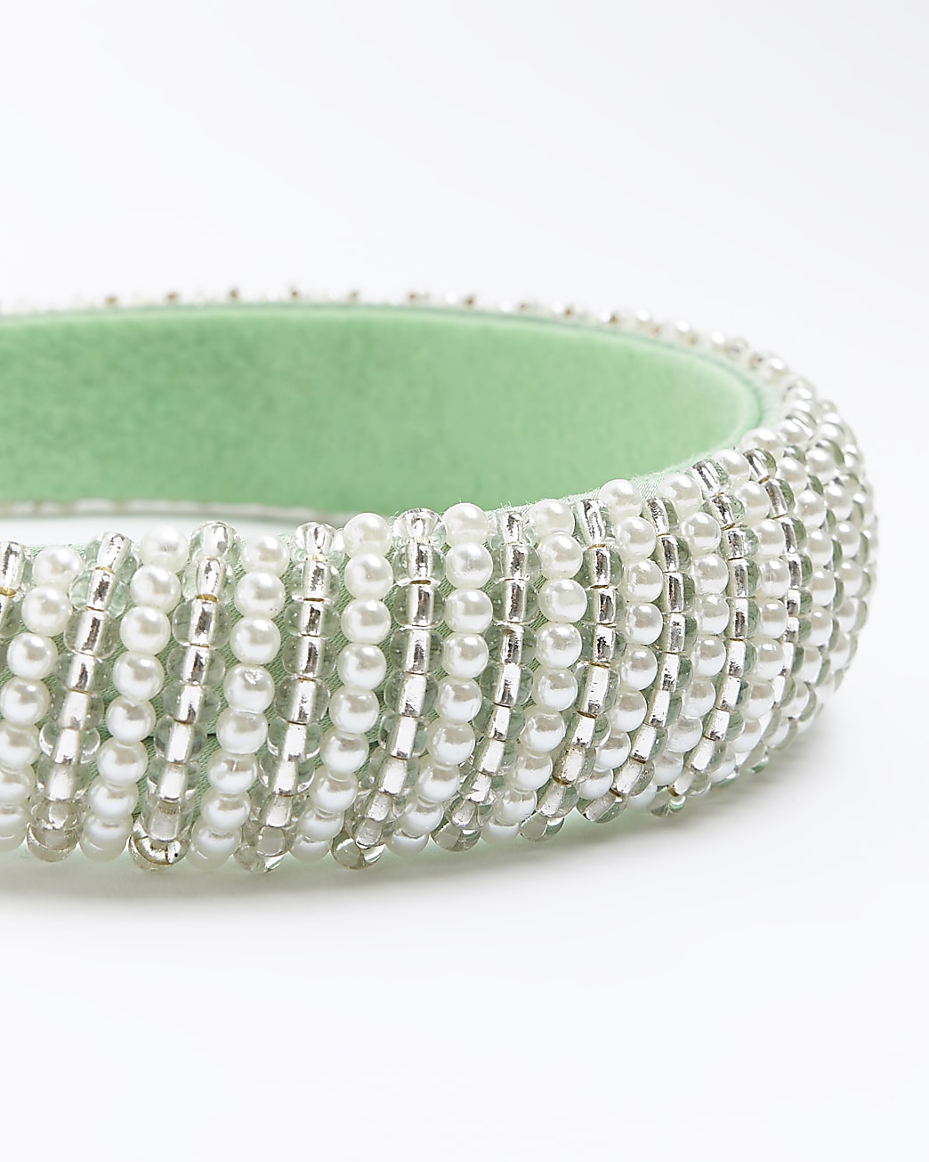 Green pearl padded headband