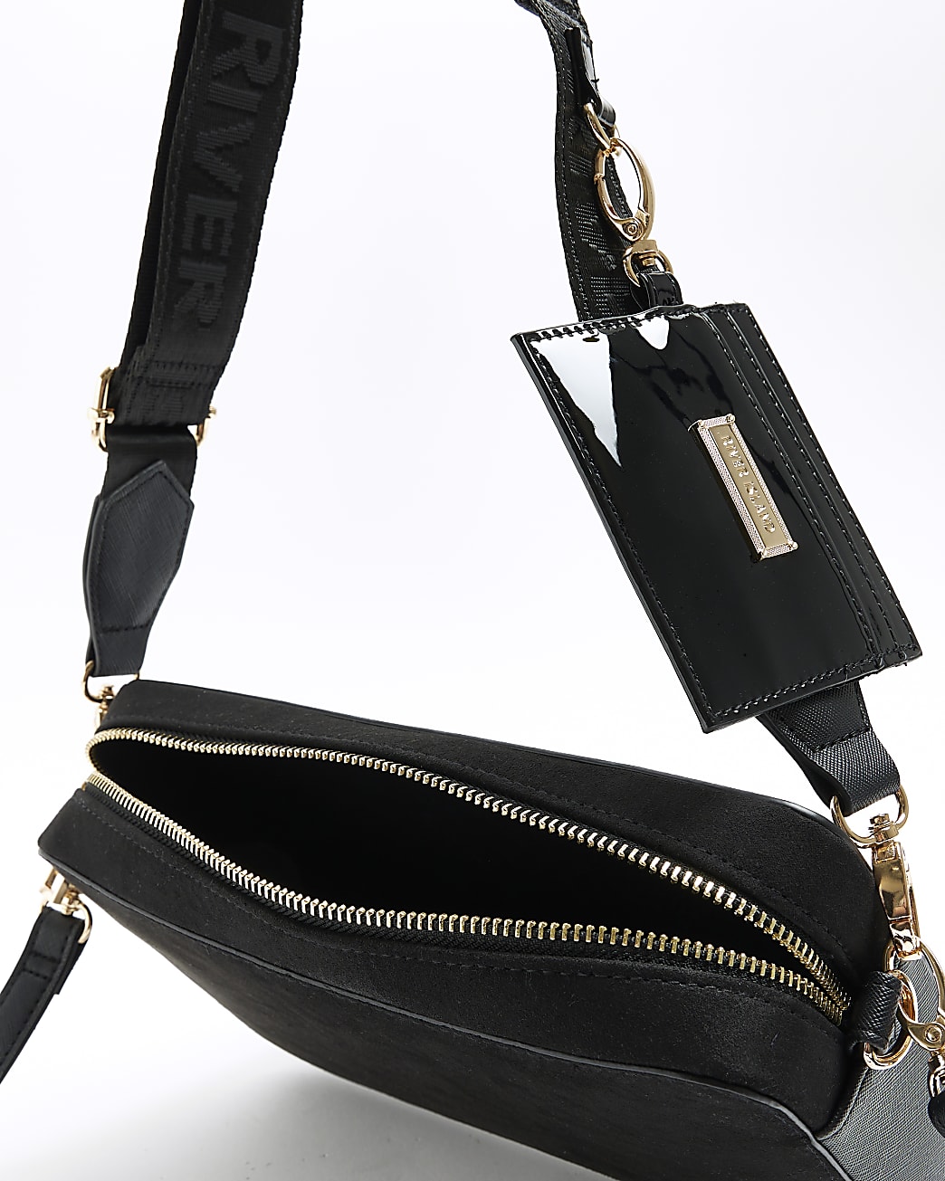 Black quilted boxy cross body bag
