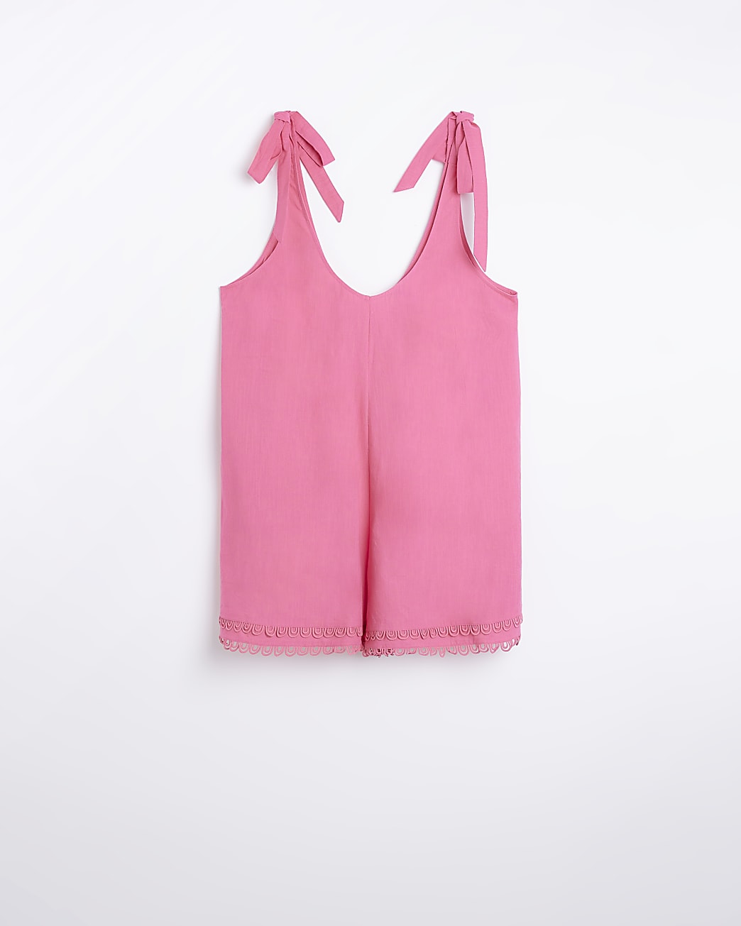 Pink tie up straps playsuit