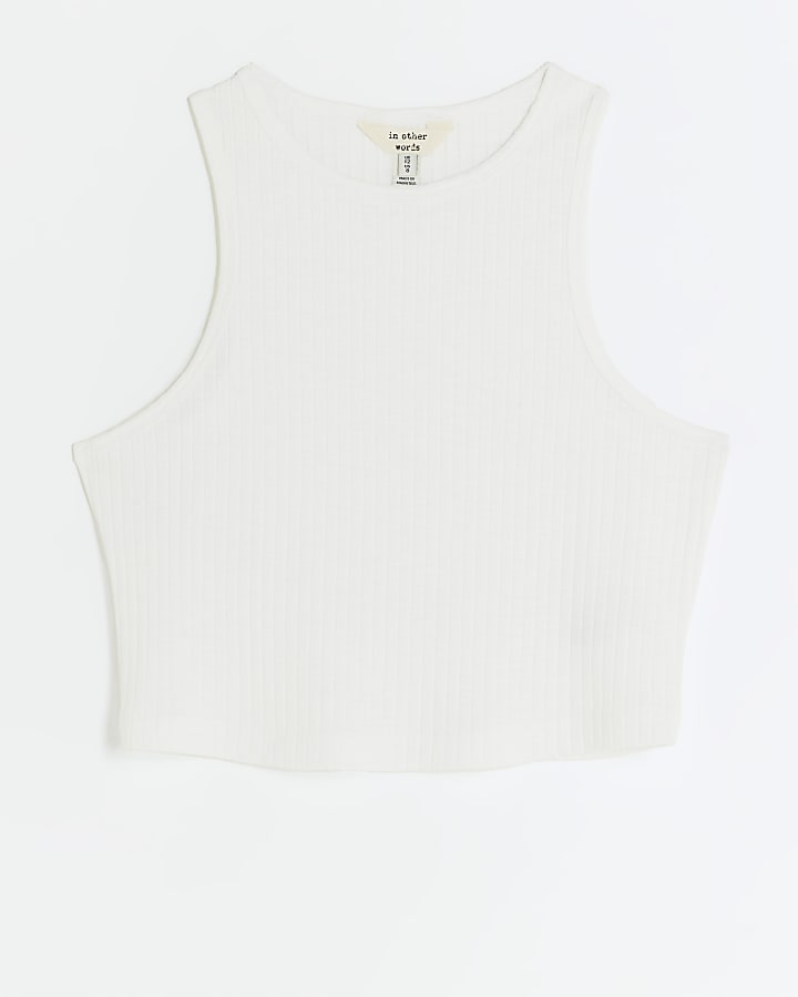 White ribbed crop top