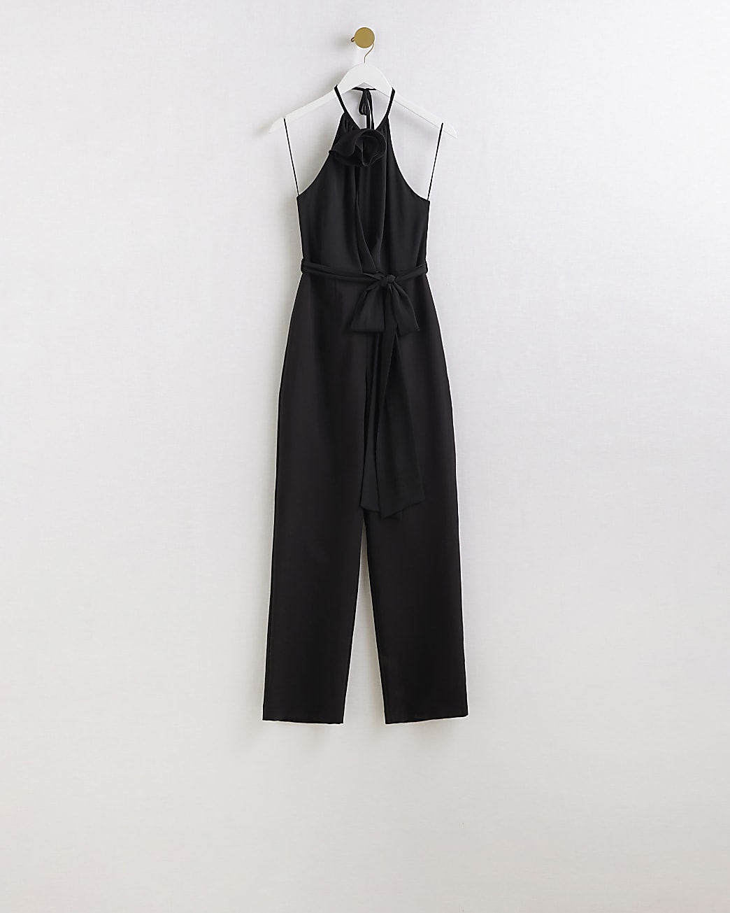 Black corsage halter neck jumpsuit
