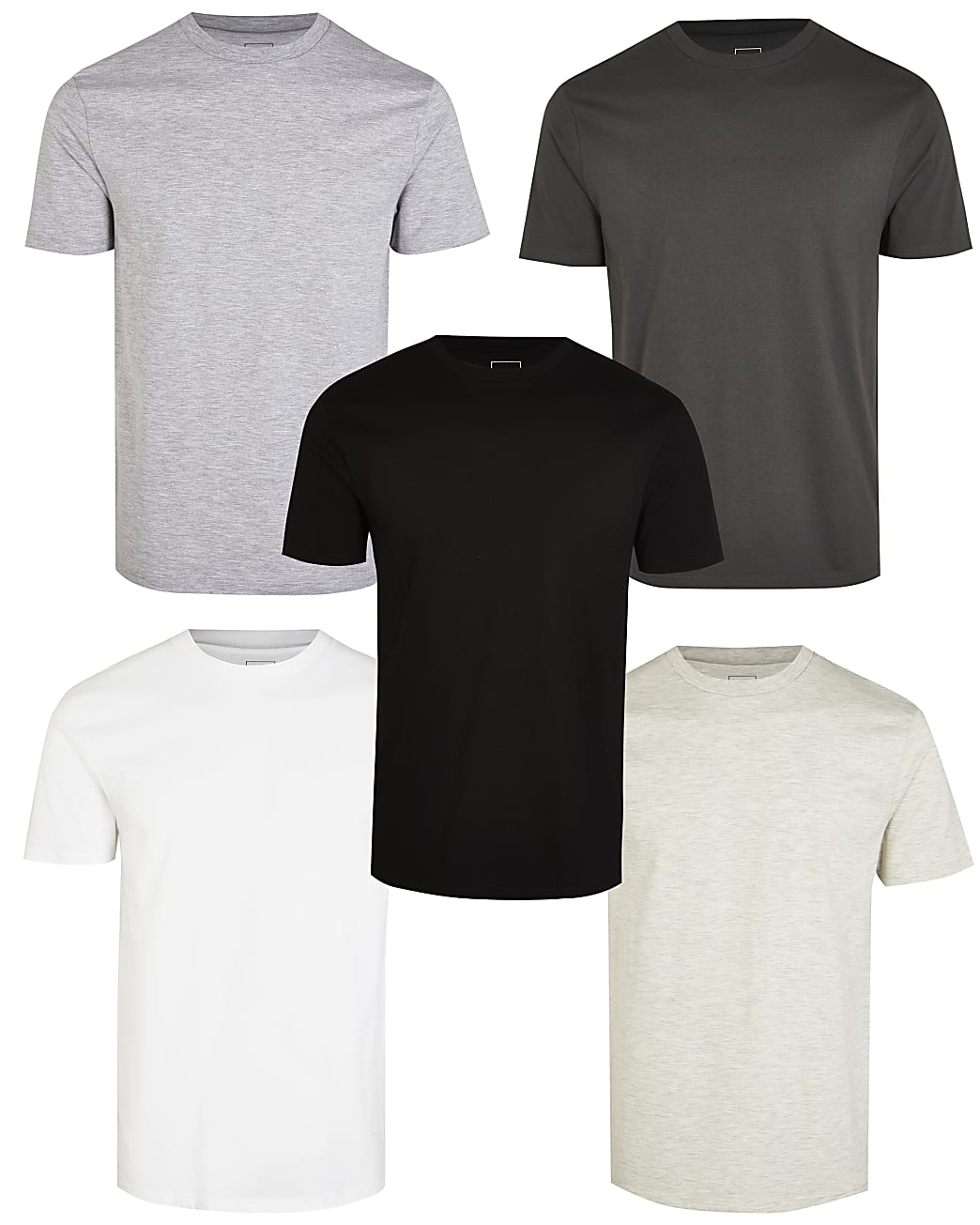 Grey multipack of 5 slim t-shirts