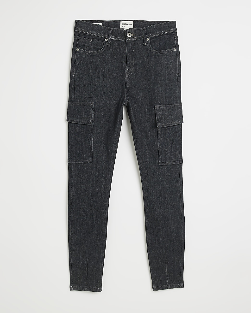 Black mid rise cargo skinny jeans