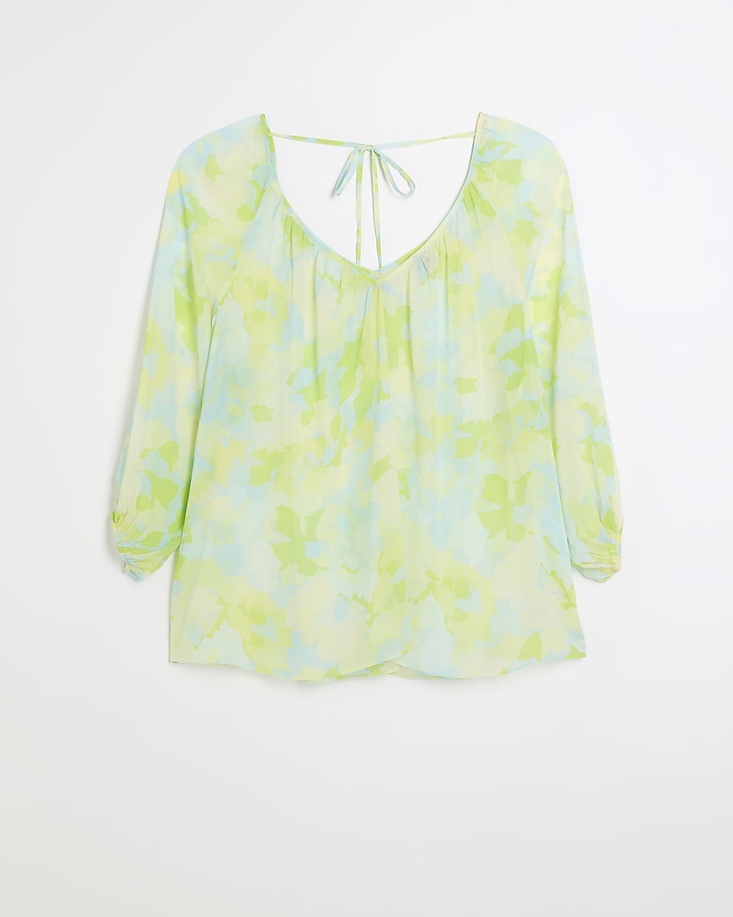 Plus green chiffon floral blouse