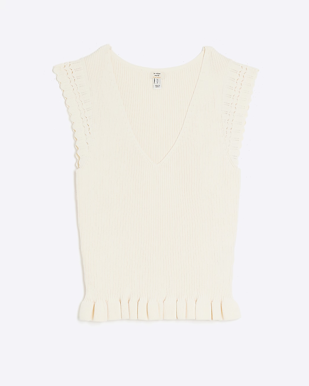 Cream knitted frill vest