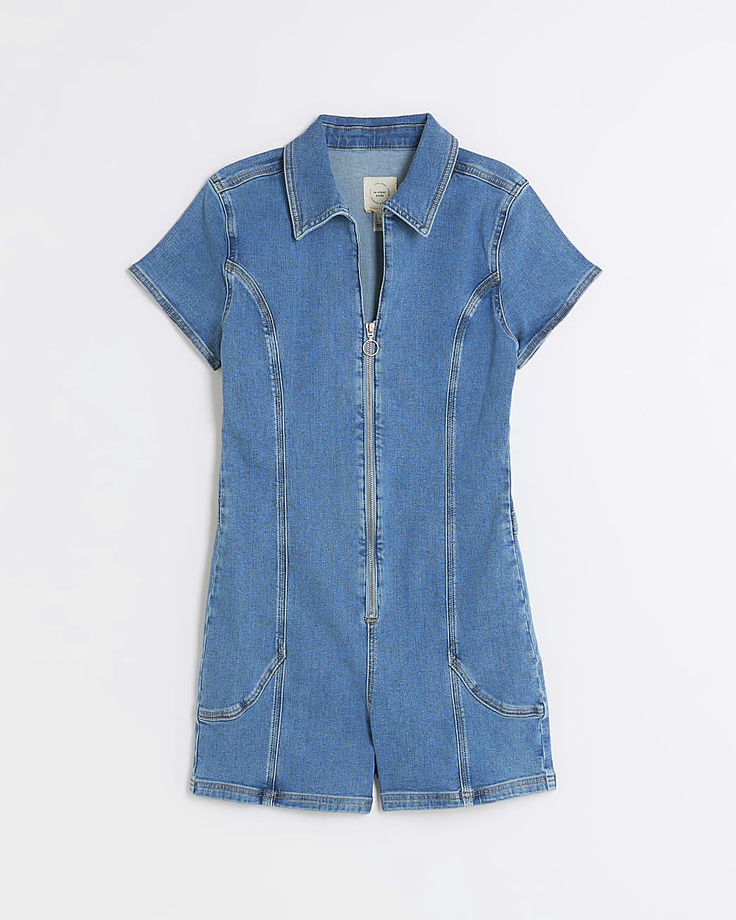 Denim bodycon short sleeve playsuit