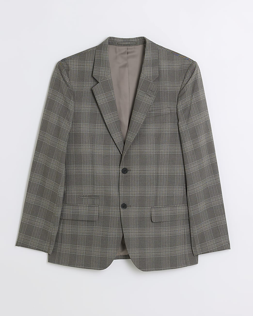 Grey slim fit check suit jacket