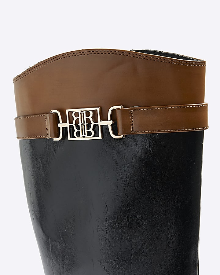 Black RI hardware knee high boots