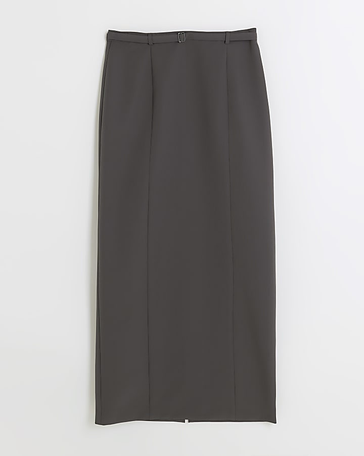 Grey belted maxi skirt