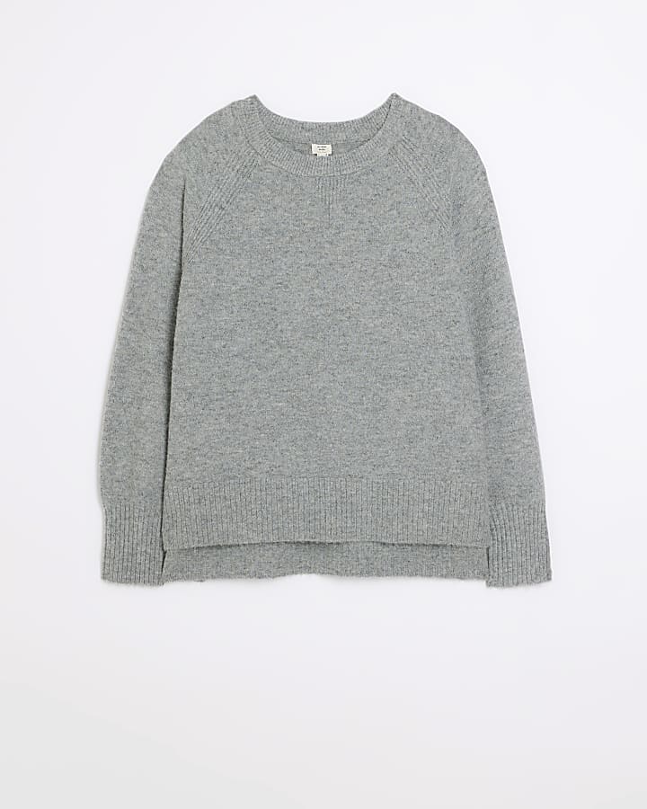 Plus grey oversized long sleeve jumper