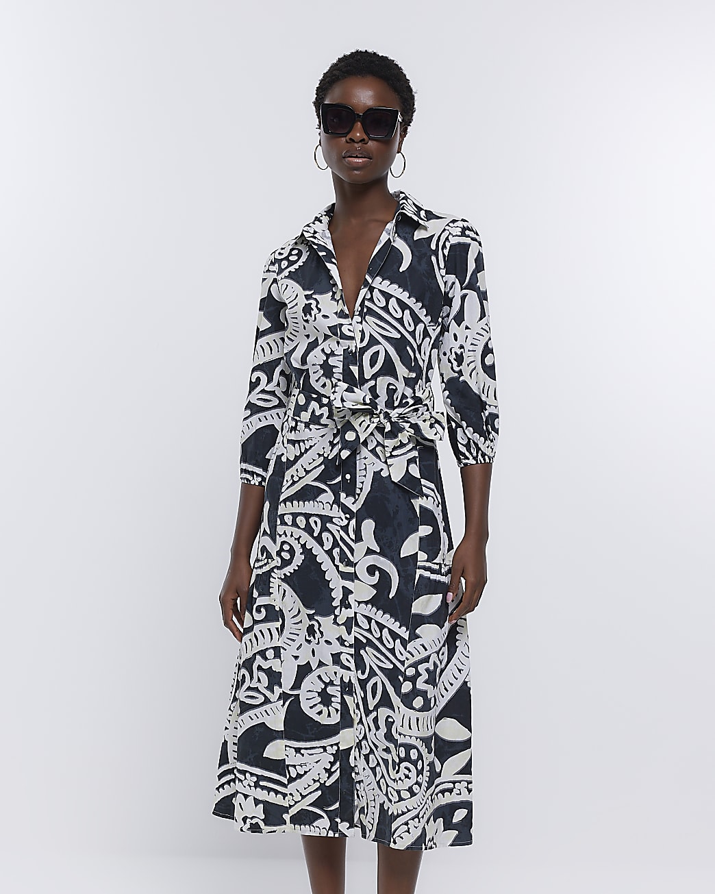 Black Midi Shirt Dress