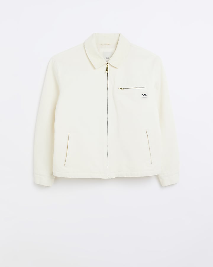 Ecru regular fit canvas jacket