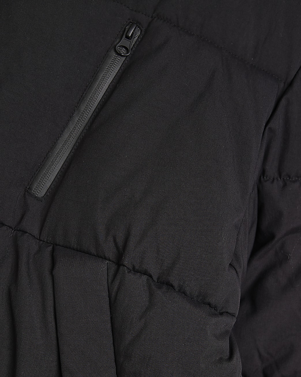 Black hooded puffer jacket
