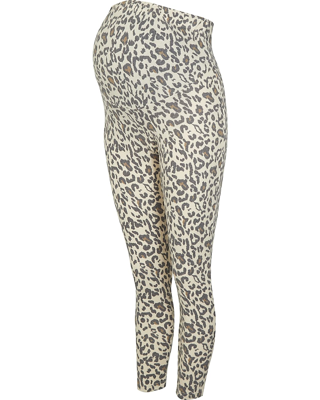 Beige animal print maternity leggings