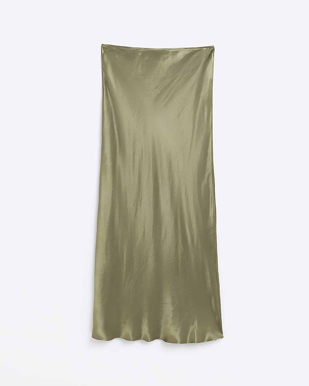 Khaki satin maxi skirt
