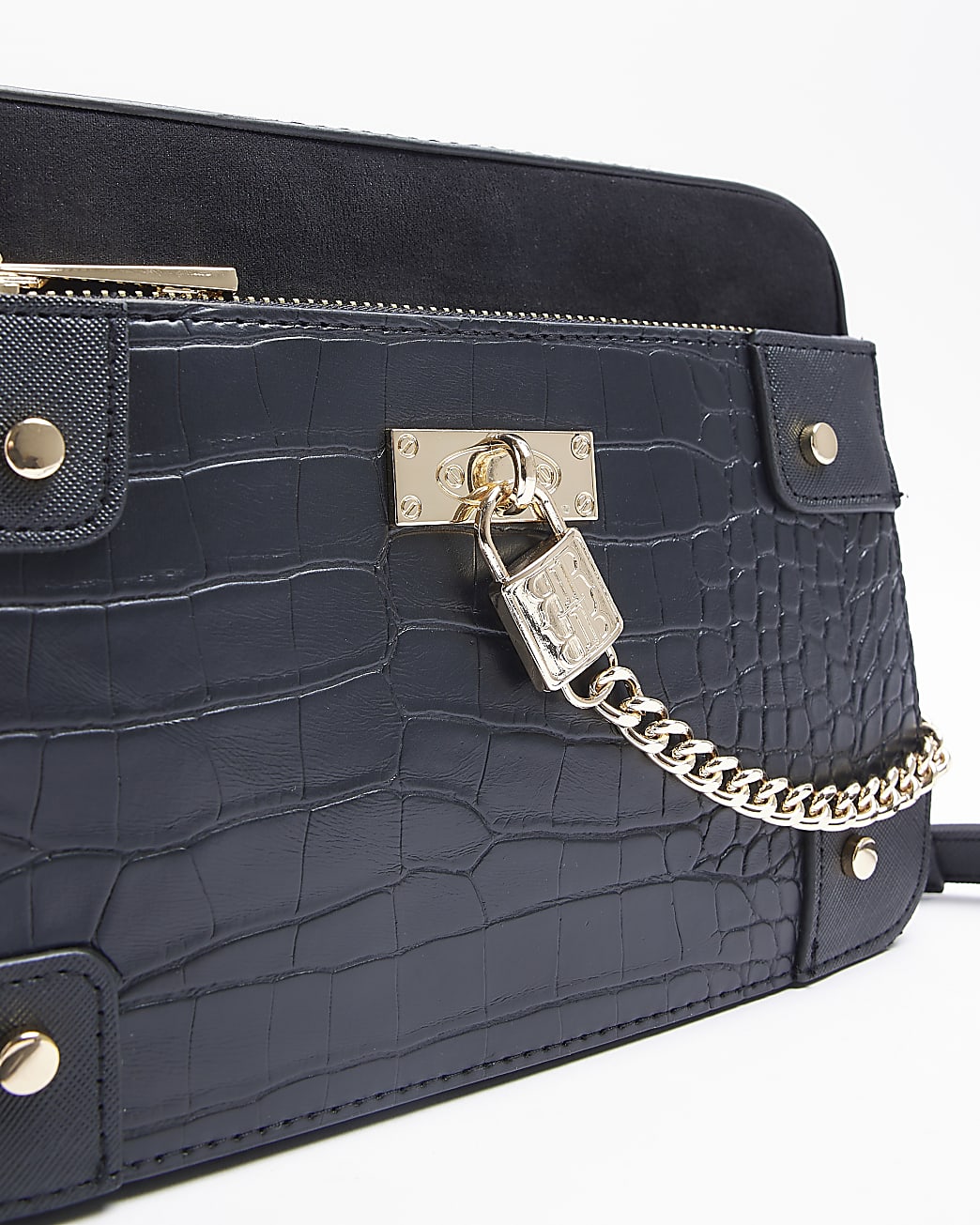 Black croc cross body bag