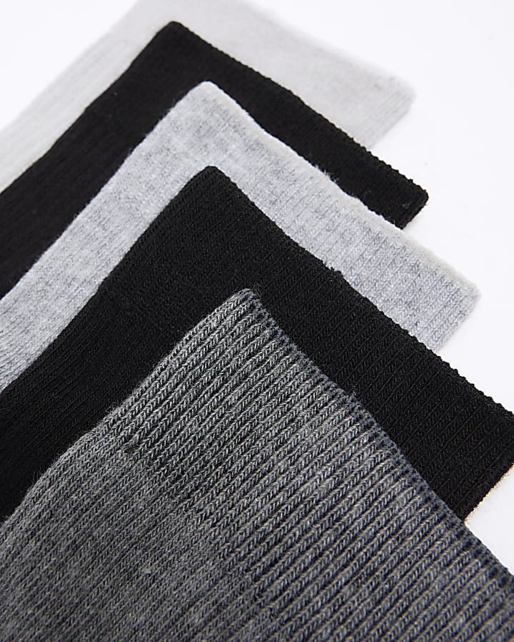 Grey ribbed ankle socks multipack