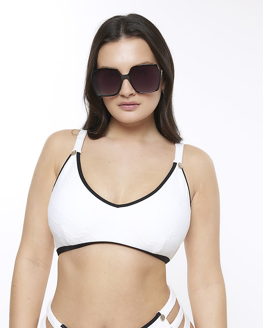 Cream fuller bust texture bikini top
