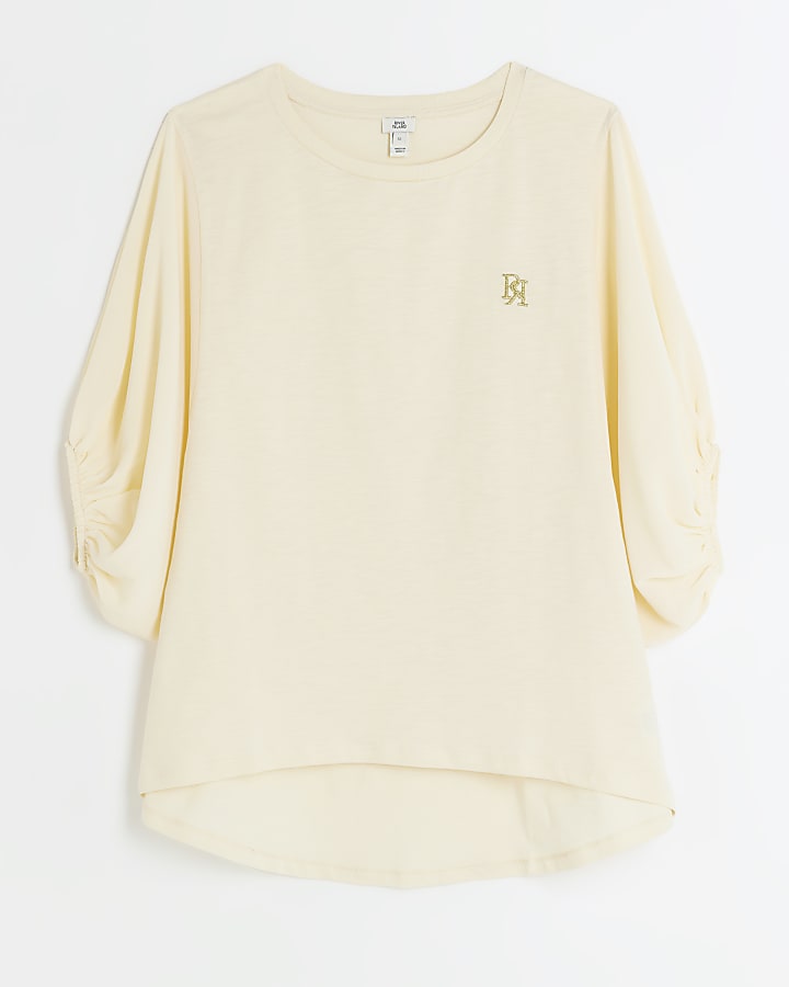 Beige balloon sleeve t-shirt