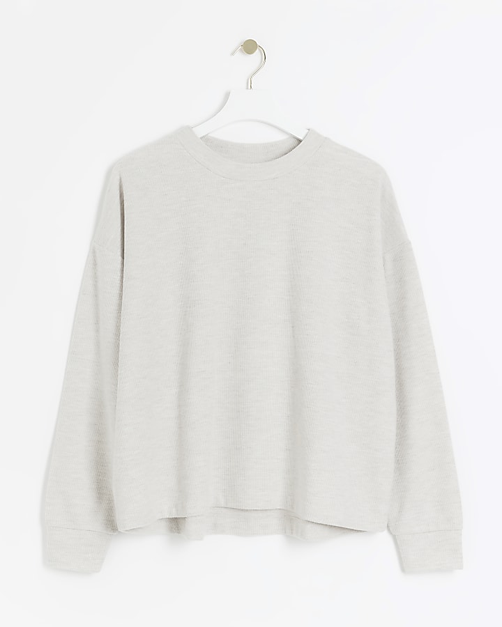 Beige rib cosy sweatshirt