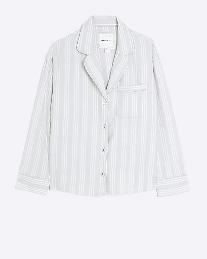 Grey stripe pyjama shirt