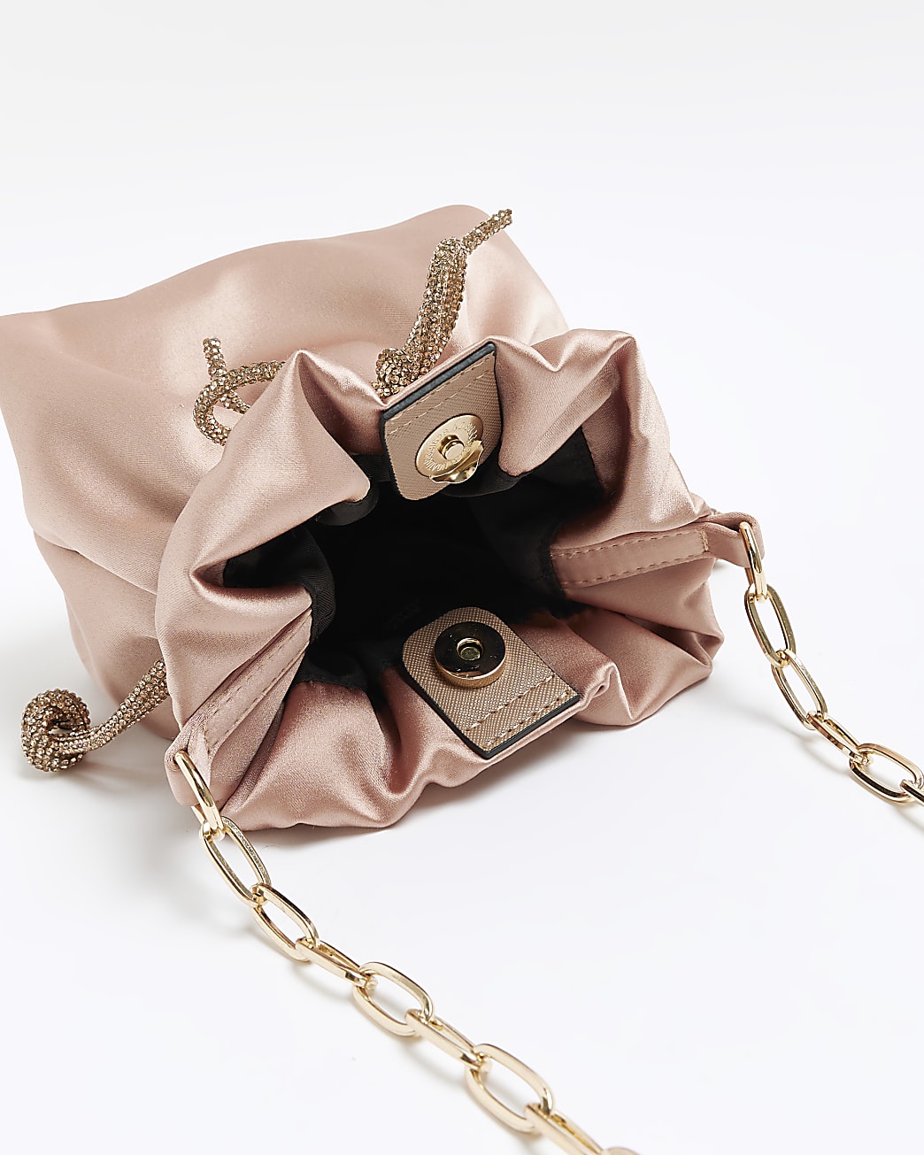Pink satin drawstring bag